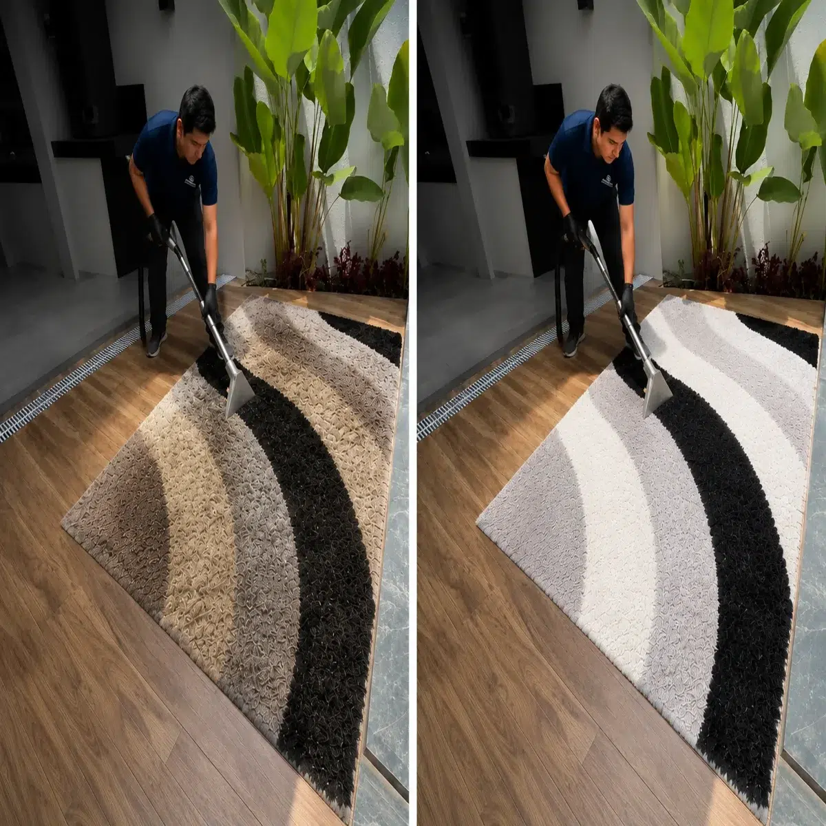 Lavado y limpieza de alfombras en Guayaquil a domicilio antes y después LUJOCLEAN